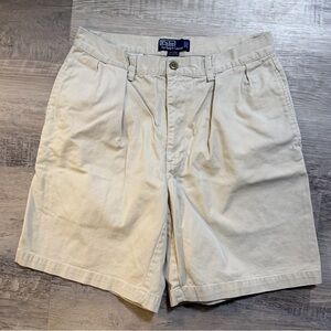 Vintage Polo Ralph Lauren Pleated Classic Chinos Tyler Shorts Men’s Size 33 Tan